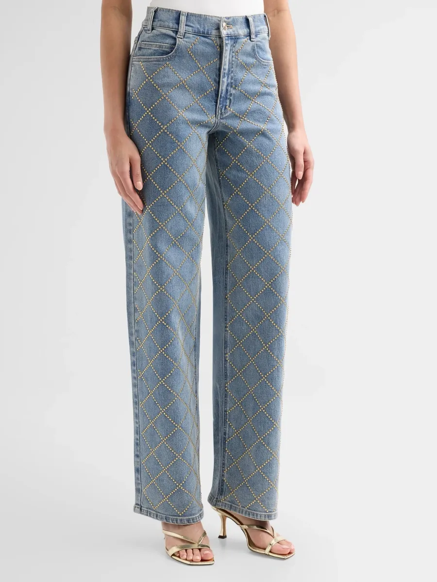 Generation Love Women's Staria Studded Plaid Jeans | Thumbnail 4 Generation Love Women's Staria Studded Plaid Jeans | Thumbnail 4