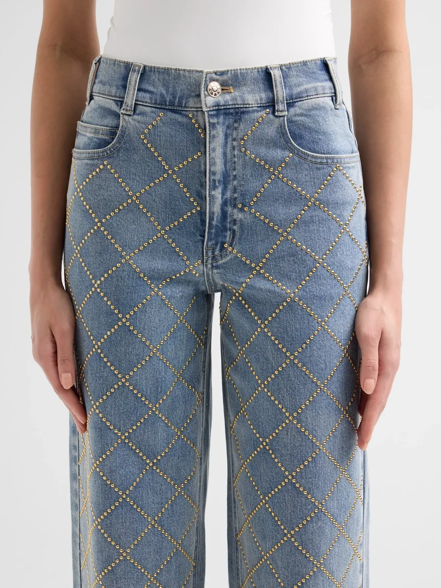 Generation Love Women's Staria Studded Plaid Jeans | Thumbnail 5 Generation Love Women's Staria Studded Plaid Jeans | Thumbnail 5