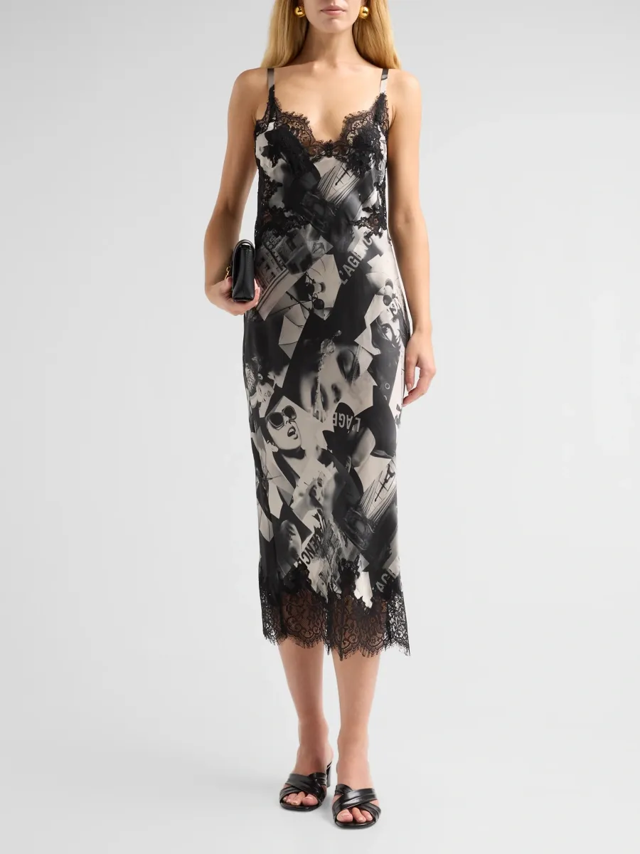L'Agence Women's Victoire Lace-Trim Digital-Print Silk Midi Slipdress | Thumbnail 2 L'Agence Women's Victoire Lace-Trim Digital-Print Silk Midi Slipdress | Thumbnail 2