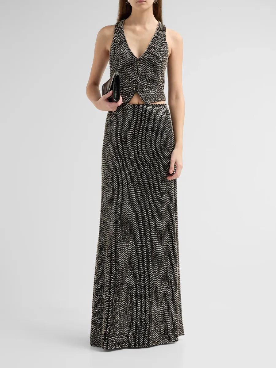L'Agence Women's Zeta Studded Maxi Skirt | Thumbnail 2