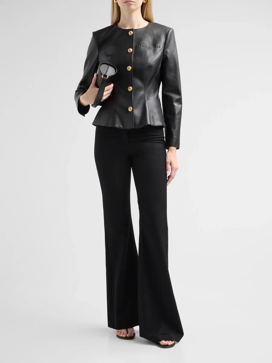 Milly Women's Faux-Leather Collarless Jacket | Thumbnail 2 Milly Women's Faux-Leather Collarless Jacket | Thumbnail 2