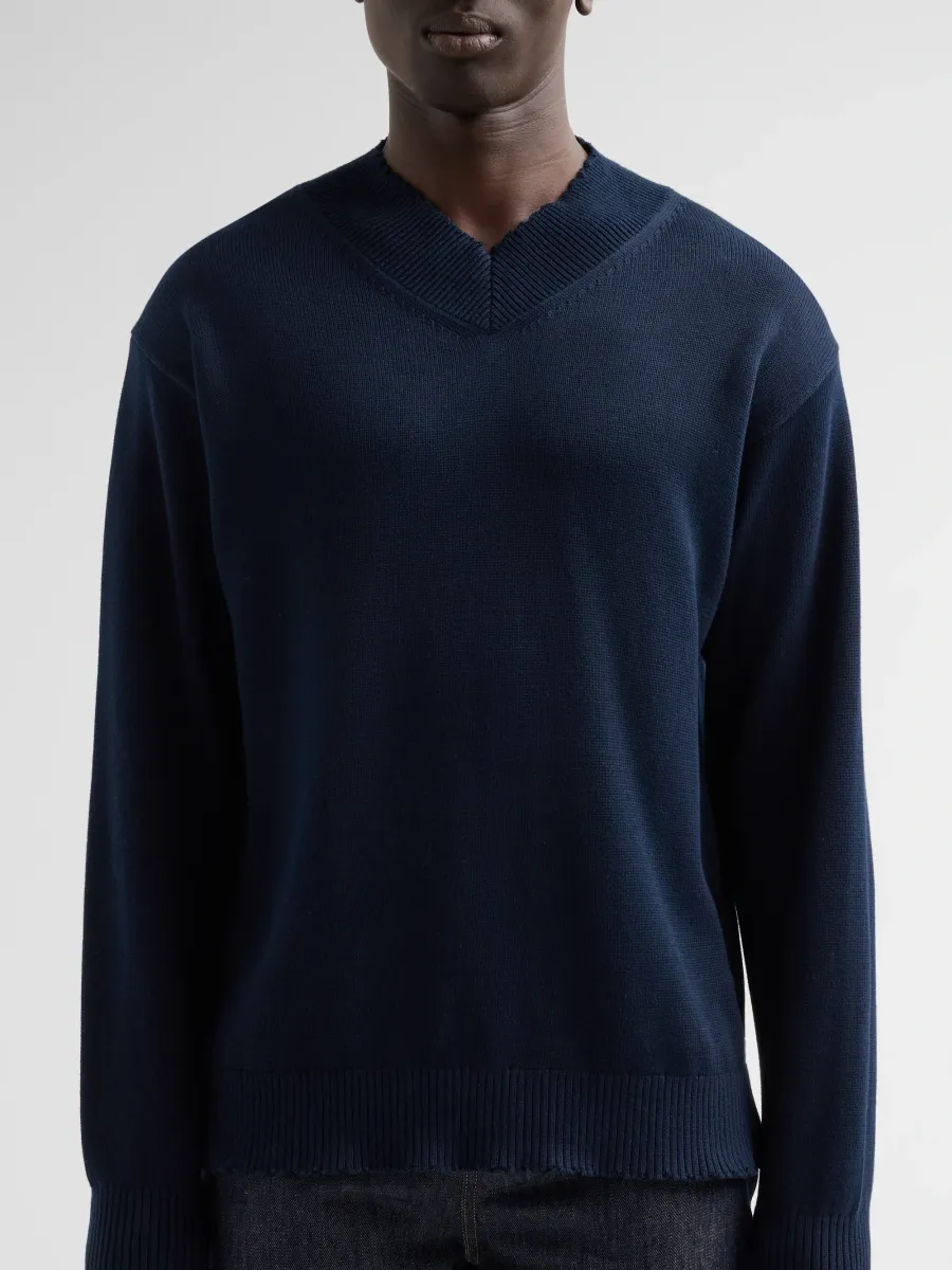 Helmut Lang Men's Distressed V-Neck Sweater | Thumbnail 5