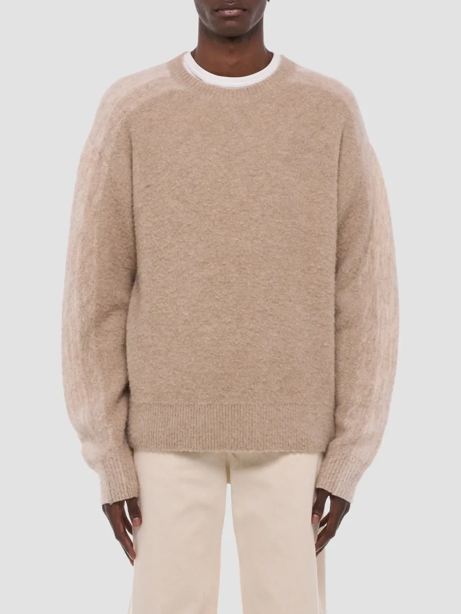 Helmut Lang Men's Brush Stripe Wool Crewneck Sweater | Thumbnail 4 Helmut Lang Men's Brush Stripe Wool Crewneck Sweater | Thumbnail 4