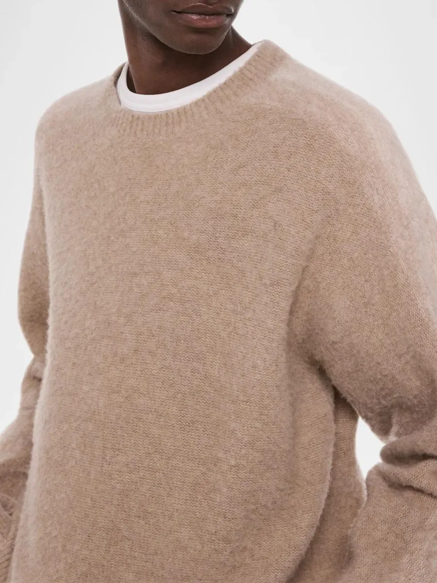 Helmut Lang Men's Brush Stripe Wool Crewneck Sweater | Thumbnail 5 Helmut Lang Men's Brush Stripe Wool Crewneck Sweater | Thumbnail 5