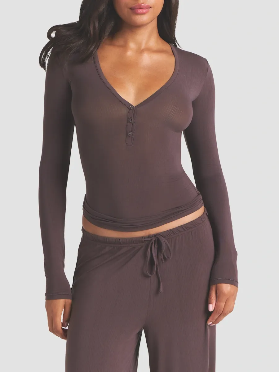 Skims Women's Cloud Sleep Henley Top | Thumbnail 4 Skims Women's Cloud Sleep Henley Top | Thumbnail 4