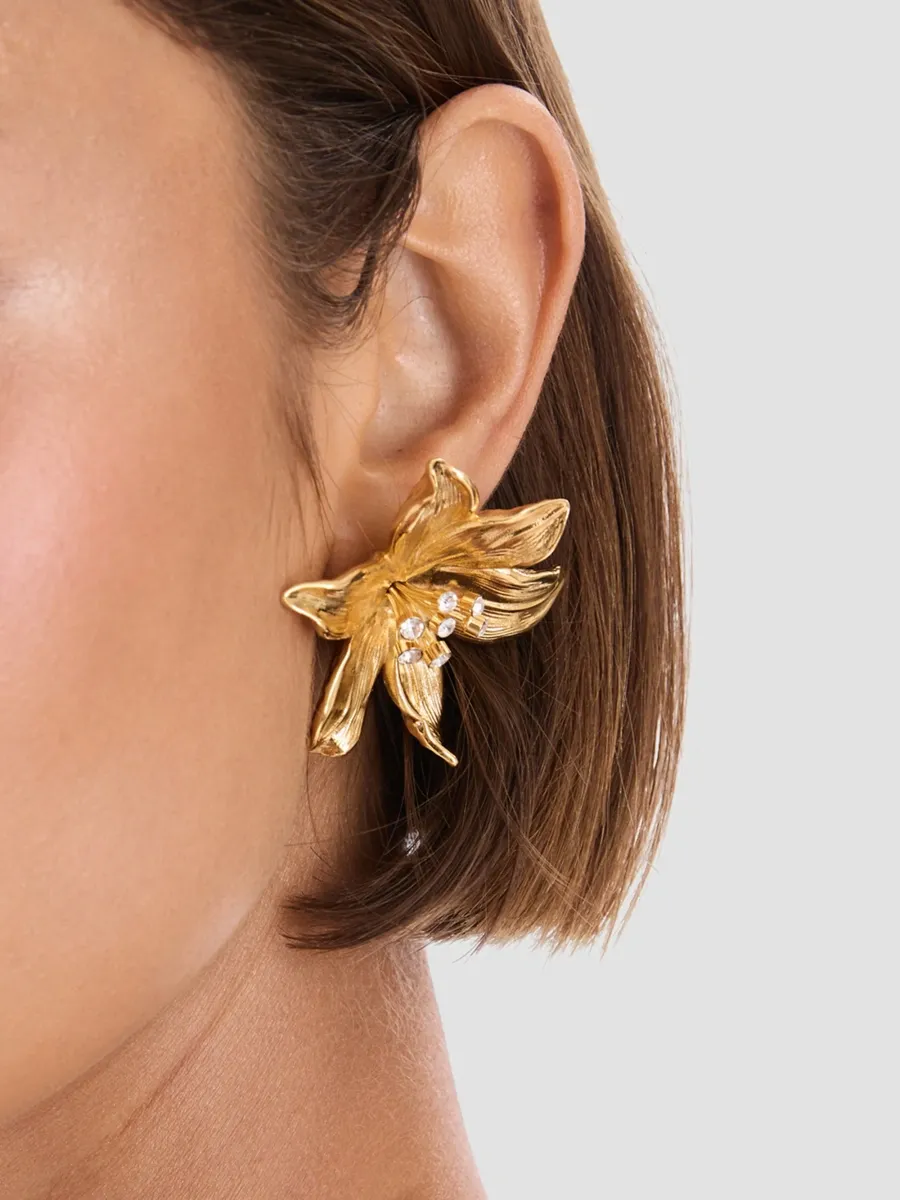 Oscar de la Renta Women's 24K Gold-Plated & Glass Crystal Clip-On Earrings | Thumbnail 2