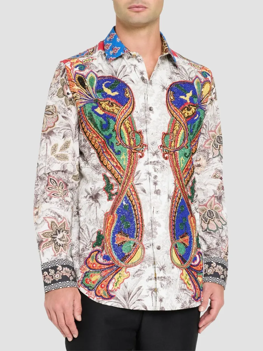 Robert Graham Men's Zamore Beaded Printed Shirt | Thumbnail 4 Robert Graham Men's Zamore Beaded Printed Shirt | Thumbnail 4