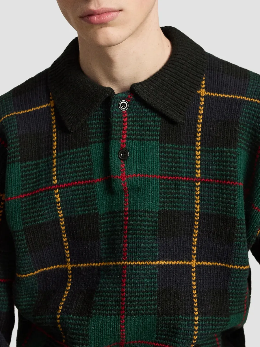 Polo Ralph Lauren Men's Wool Plaid Polo Sweater | Thumbnail 4 Polo Ralph Lauren Men's Wool Plaid Polo Sweater | Thumbnail 4