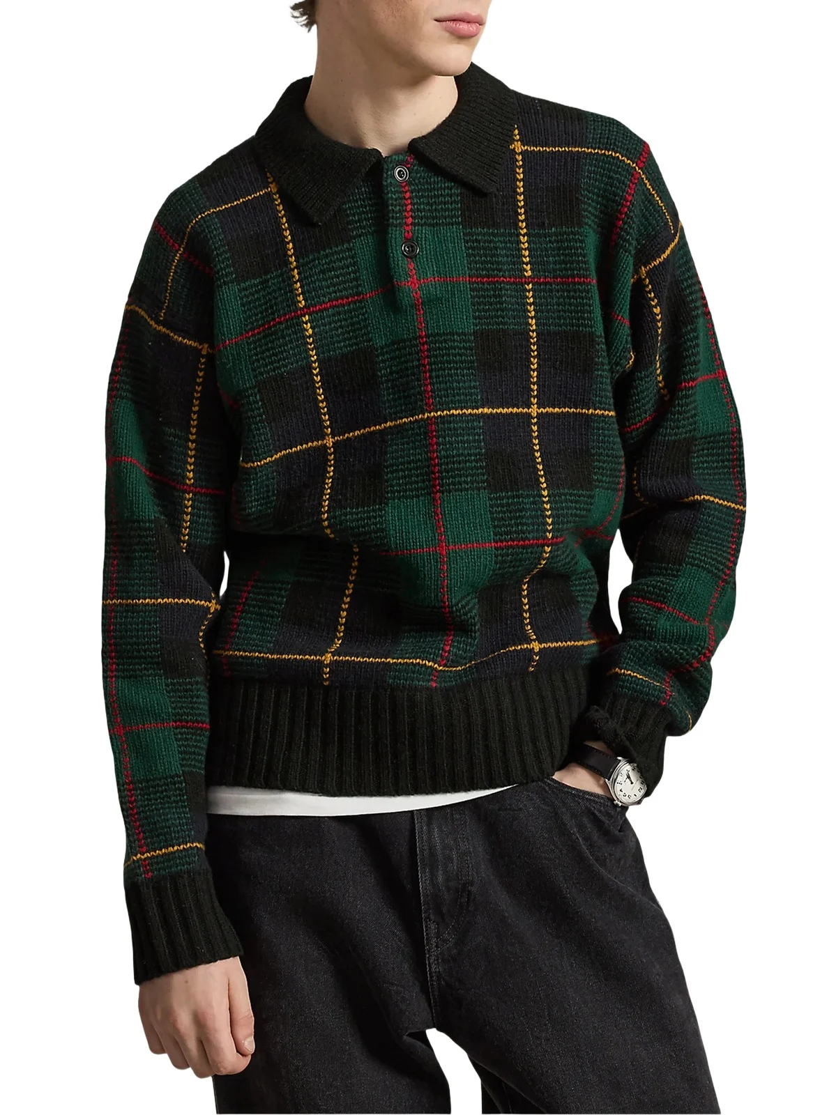 Polo Ralph Lauren Men's Wool Plaid Polo Sweater