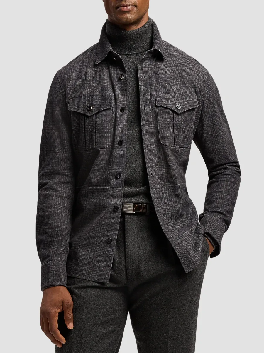 Ralph Lauren Purple Label Men's Glen Plaid Suede Jacket | Thumbnail 4