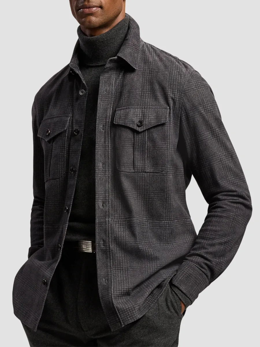 Ralph Lauren Purple Label Men's Glen Plaid Suede Jacket | Thumbnail 6