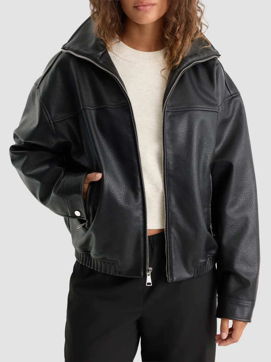 GOOD AMERICAN Women's The Better Than Leather Funnel Jacket | Thumbnail 4 GOOD AMERICAN Women's The Better Than Leather Funnel Jacket | Thumbnail 4