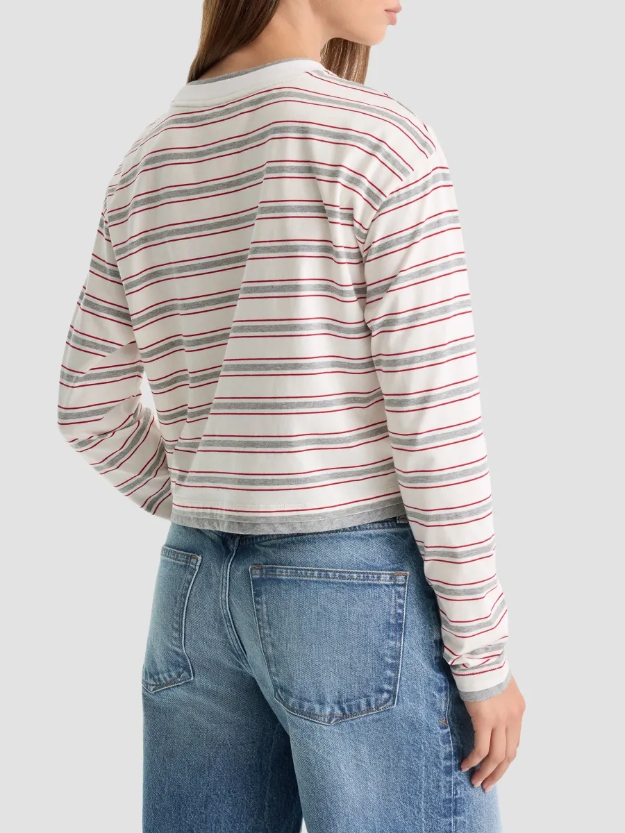 GOOD AMERICAN Women's Striped Cotton Long-Sleeve Crop T-Shirt | Thumbnail 3 GOOD AMERICAN Women's Striped Cotton Long-Sleeve Crop T-Shirt | Thumbnail 3