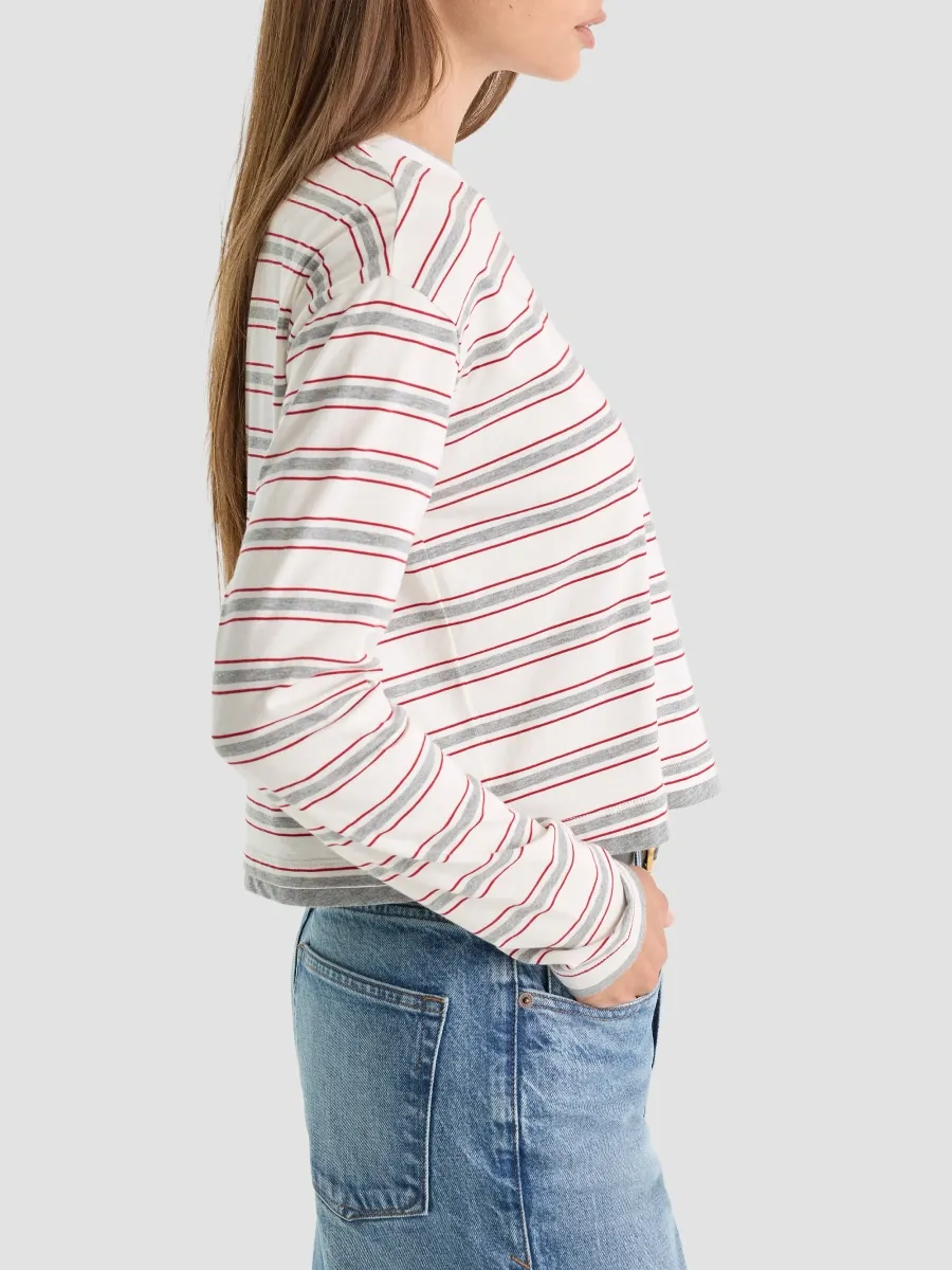 GOOD AMERICAN Women's Striped Cotton Long-Sleeve Crop T-Shirt | Thumbnail 6 GOOD AMERICAN Women's Striped Cotton Long-Sleeve Crop T-Shirt | Thumbnail 6
