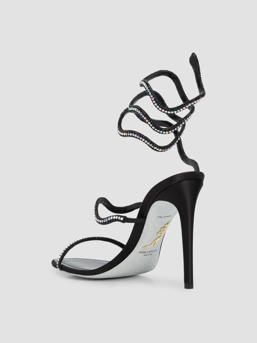 René Caovilla Women's 105MM Embellished Snake Straps Satin Sandals | Thumbnail 4