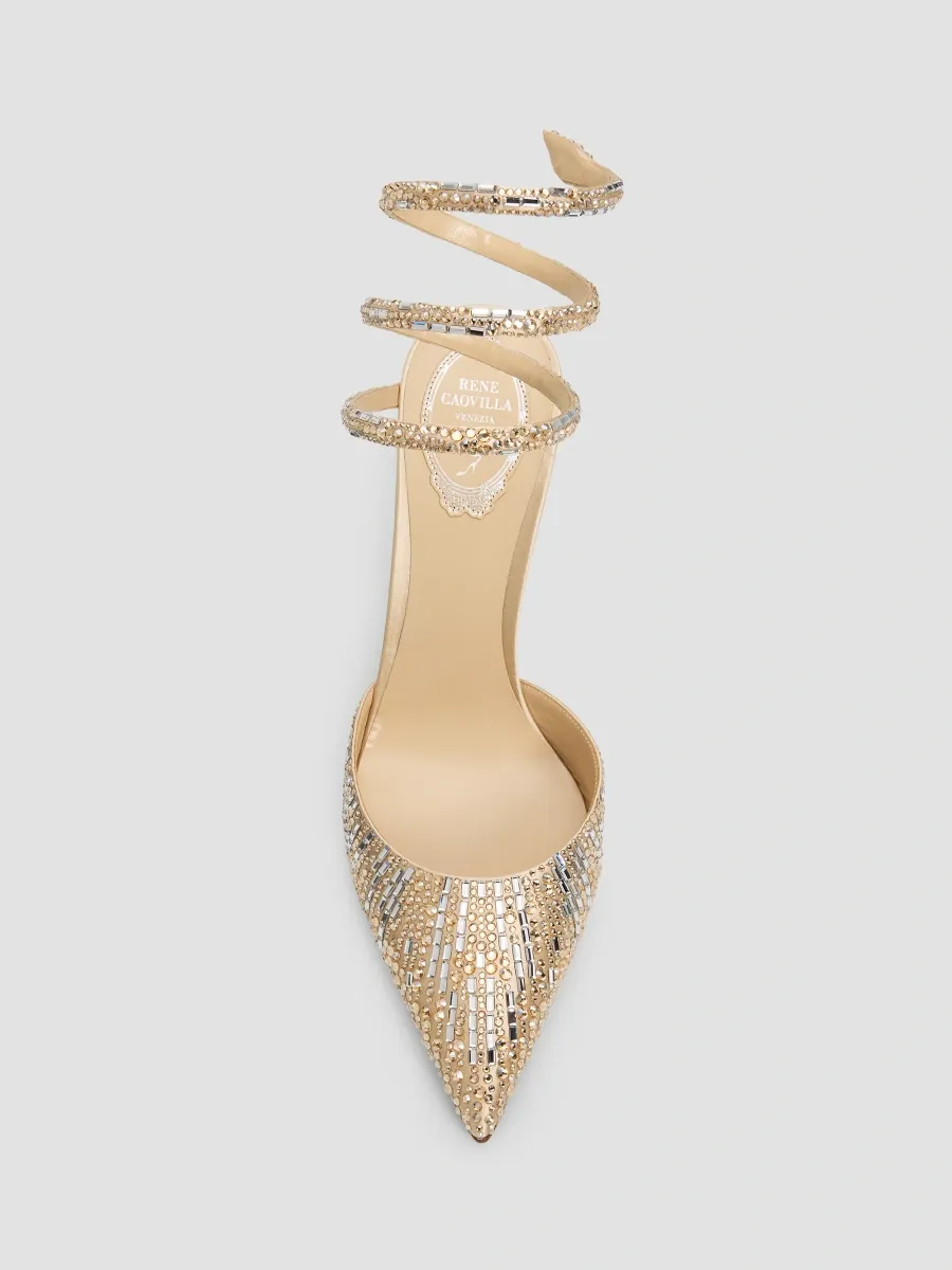 René Caovilla Women's 105MM Embellished Satin Snake-Wrap Pumps | Thumbnail 6 René Caovilla Women's 105MM Embellished Satin Snake-Wrap Pumps | Thumbnail 6
