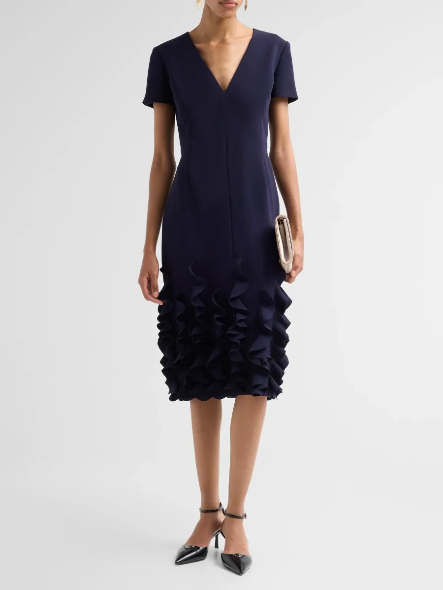 CATHERINE REGEHR Women's Jackie Ruffled-Hem Crepe Midi Dress | Thumbnail 2 CATHERINE REGEHR Women's Jackie Ruffled-Hem Crepe Midi Dress | Thumbnail 2