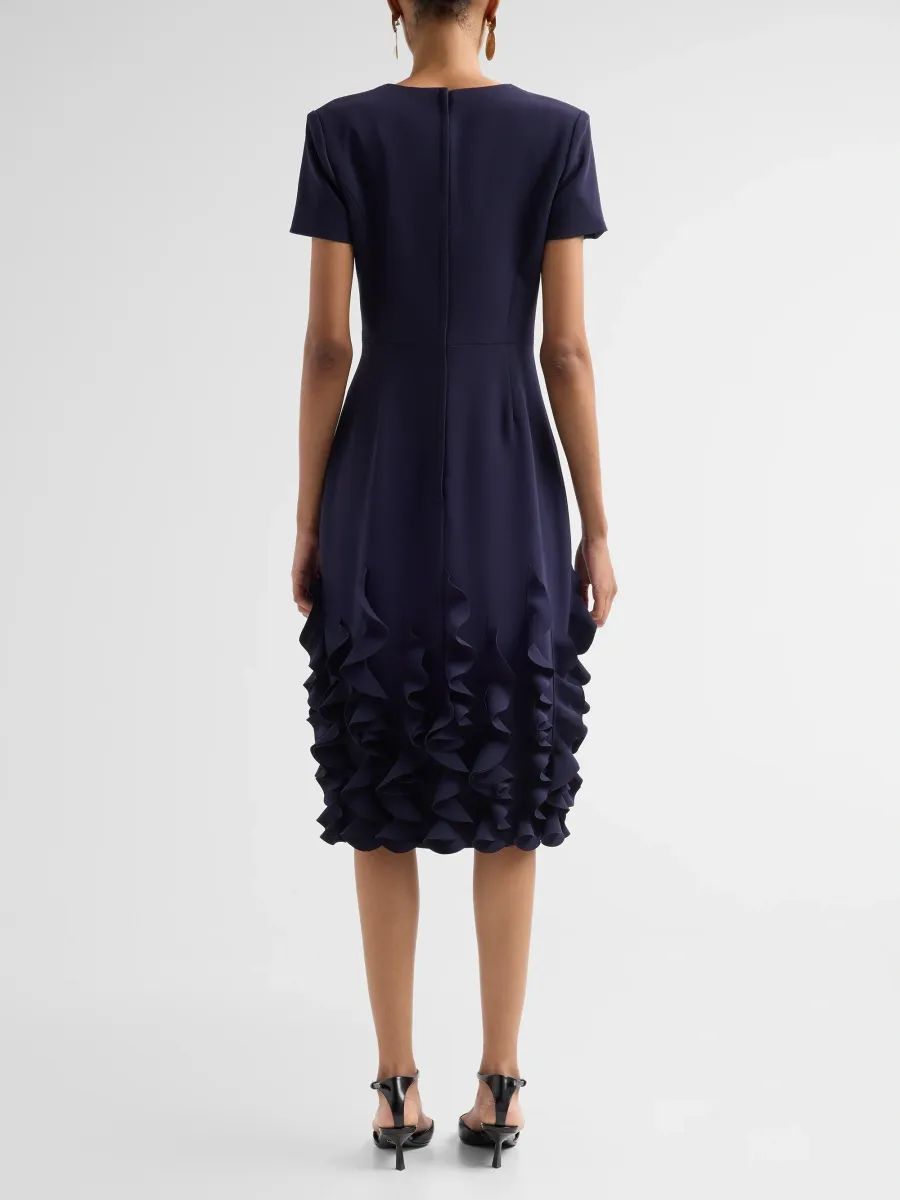 CATHERINE REGEHR Women's Jackie Ruffled-Hem Crepe Midi Dress | Thumbnail 3 CATHERINE REGEHR Women's Jackie Ruffled-Hem Crepe Midi Dress | Thumbnail 3