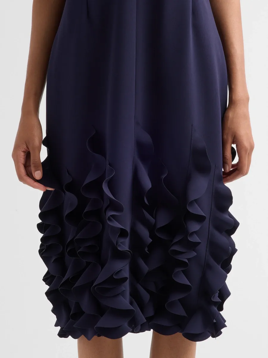 CATHERINE REGEHR Women's Jackie Ruffled-Hem Crepe Midi Dress | Thumbnail 5 CATHERINE REGEHR Women's Jackie Ruffled-Hem Crepe Midi Dress | Thumbnail 5