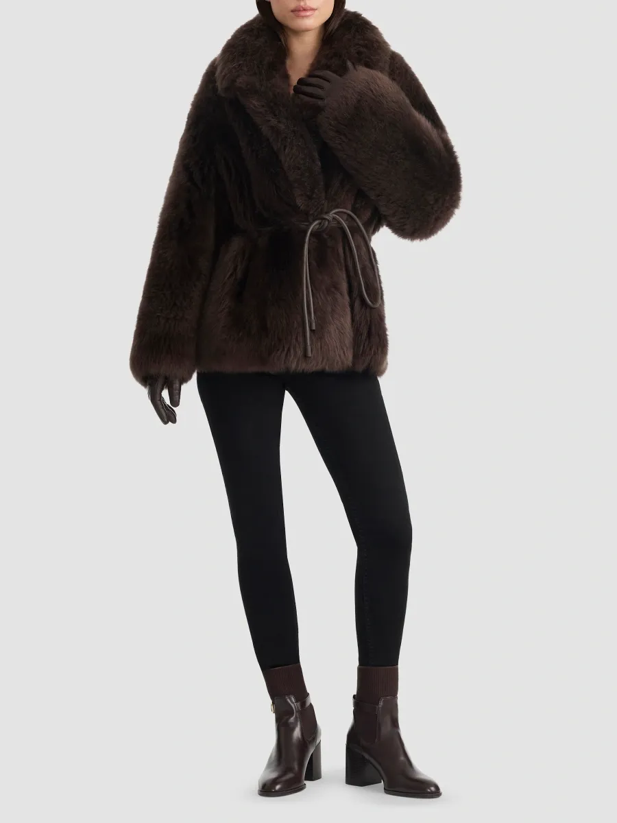 Mackage Women's Ali Rope-Belt Shearling Coat | Thumbnail 2 Mackage Women's Ali Rope-Belt Shearling Coat | Thumbnail 2