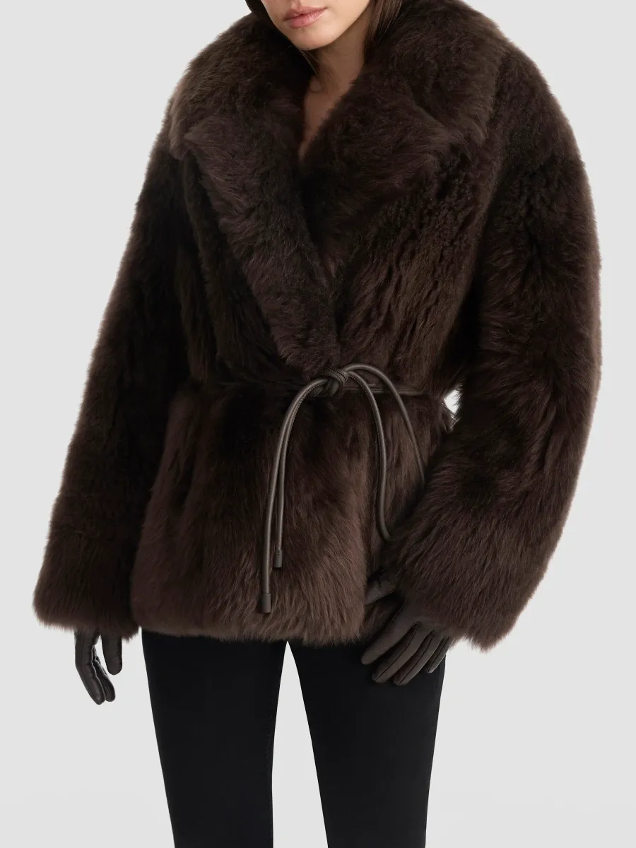 Mackage Women's Ali Rope-Belt Shearling Coat | Thumbnail 4 Mackage Women's Ali Rope-Belt Shearling Coat | Thumbnail 4