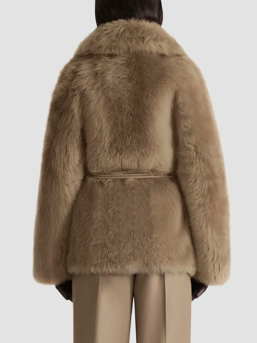 Mackage Women's Ali Rope-Belt Shearling Coat | Thumbnail 3
