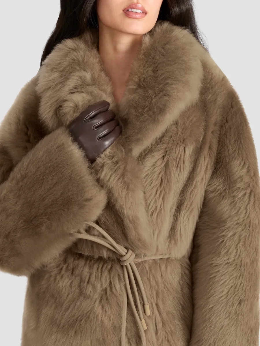 Mackage Women's Ali Rope-Belt Shearling Coat | Thumbnail 5