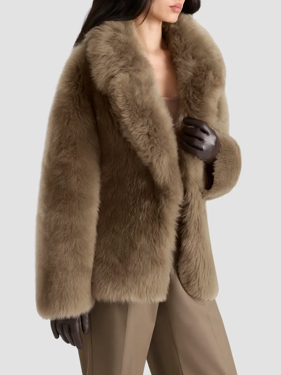 Mackage Women's Ali Rope-Belt Shearling Coat | Thumbnail 6