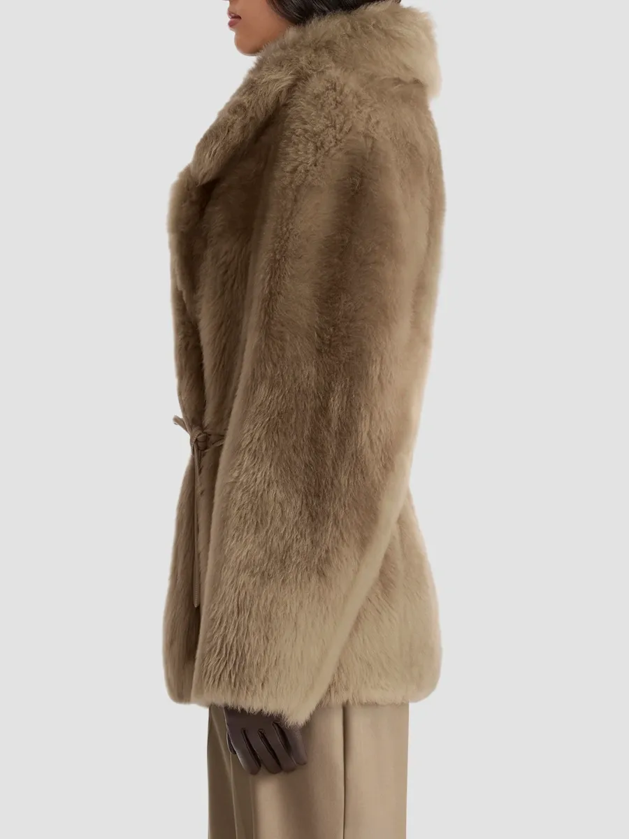 Mackage Women's Ali Rope-Belt Shearling Coat | Thumbnail 7