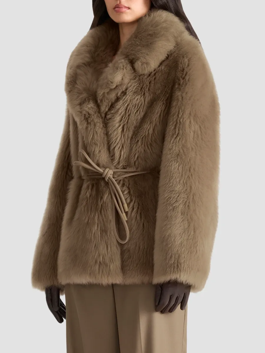 Mackage Women's Ali Rope-Belt Shearling Coat | Thumbnail 8