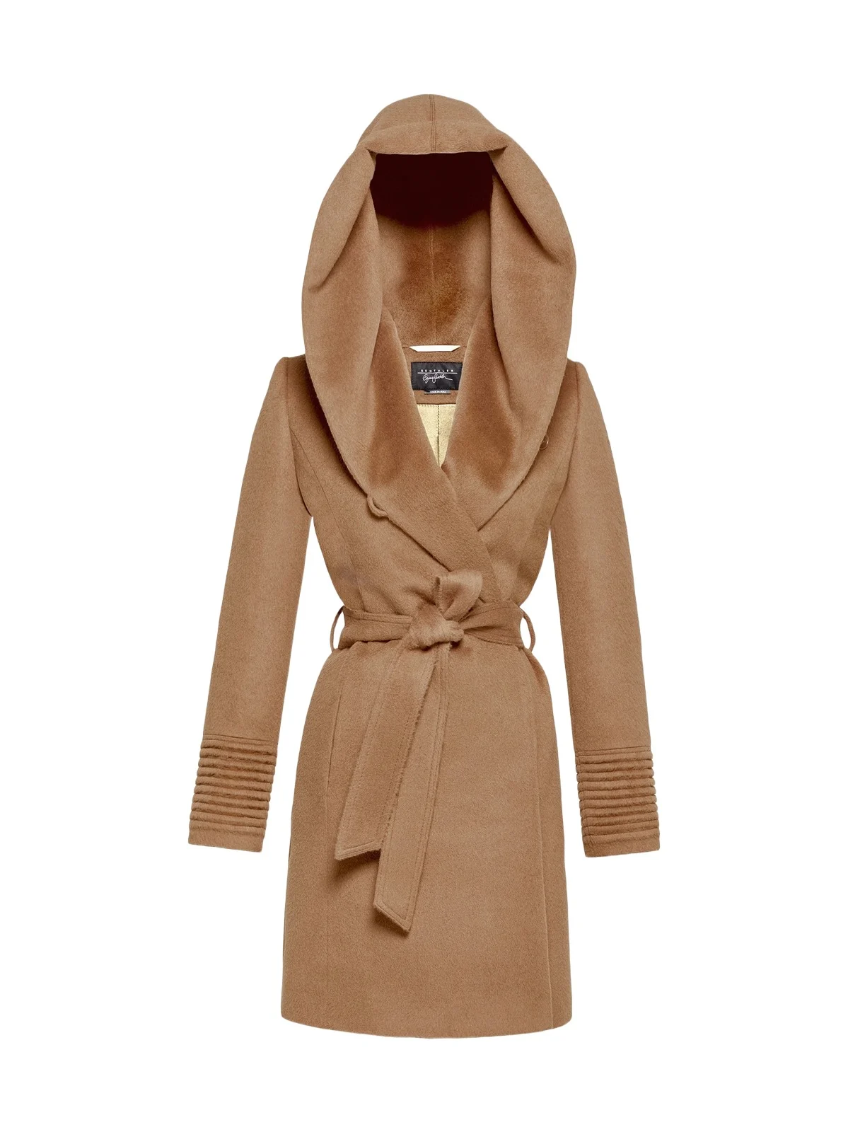 Sentaler Women's Mid-Length Hooded Wrap Coat