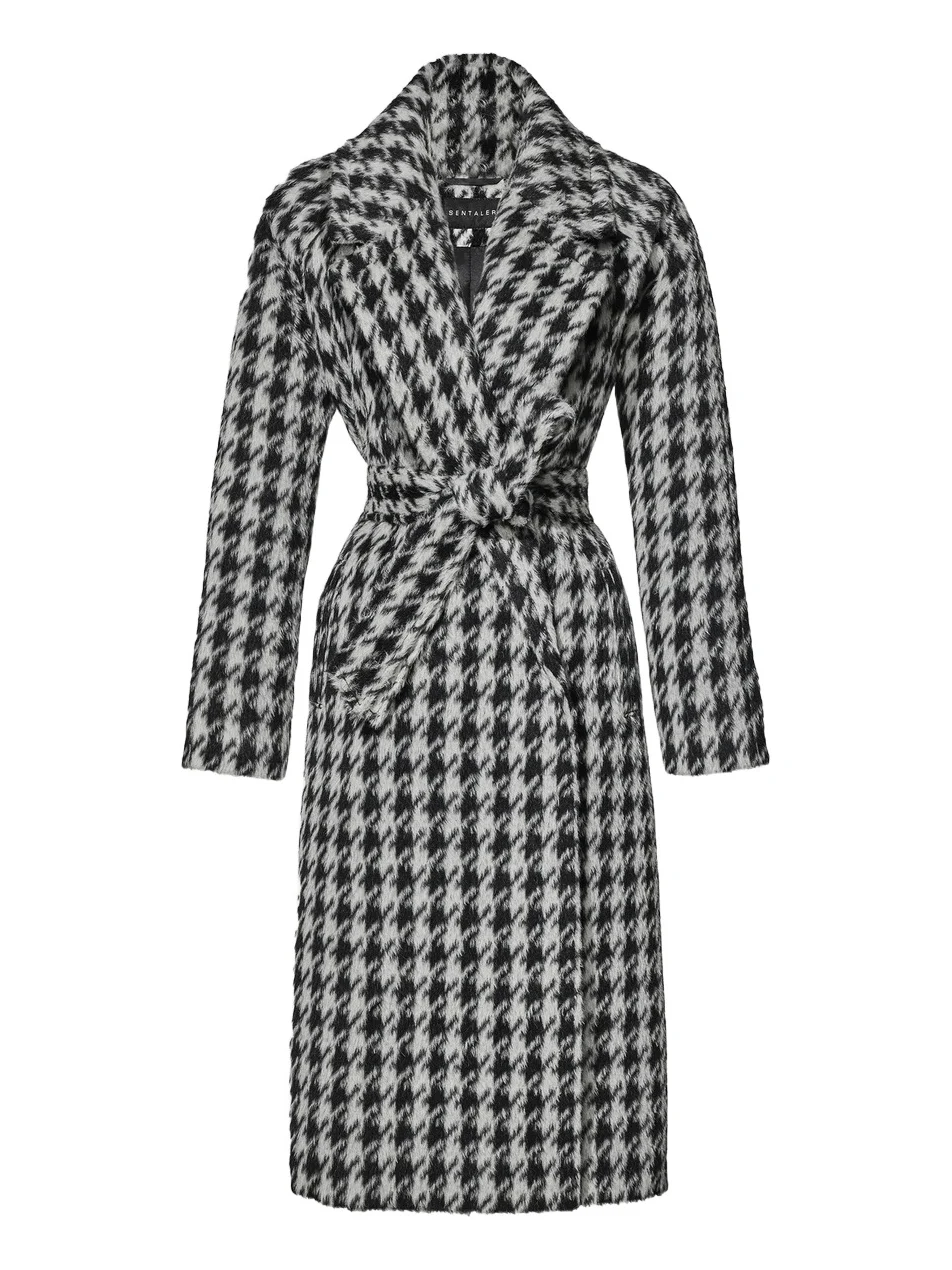 Sentaler Women's Suri Houndstooth Alpaca-Wool Long Coat
