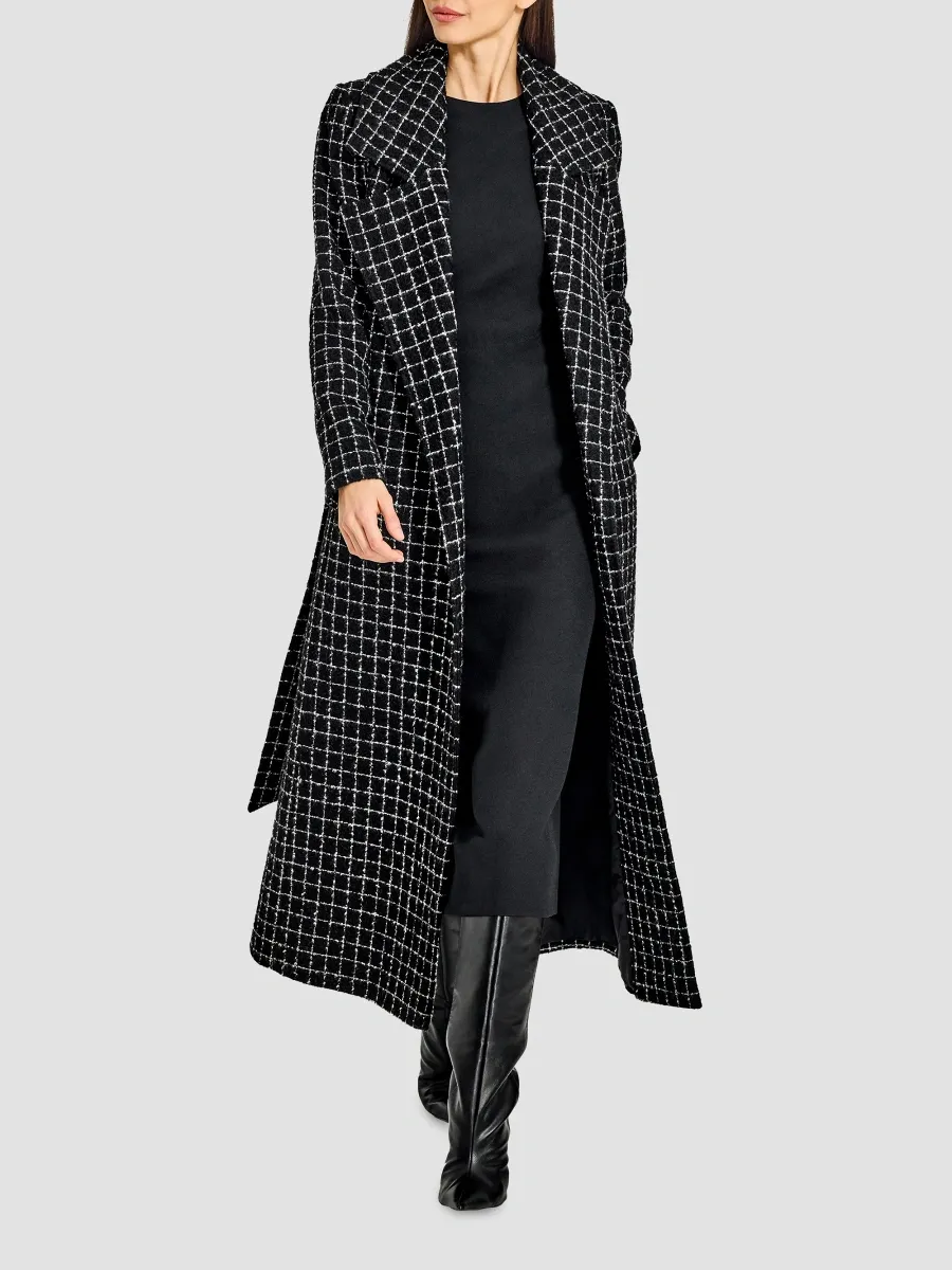 Sentaler Women's Check Suri Alpaca-Blend Tweed Tie-Waist Coat | Thumbnail 2 Sentaler Women's Check Suri Alpaca-Blend Tweed Tie-Waist Coat | Thumbnail 2