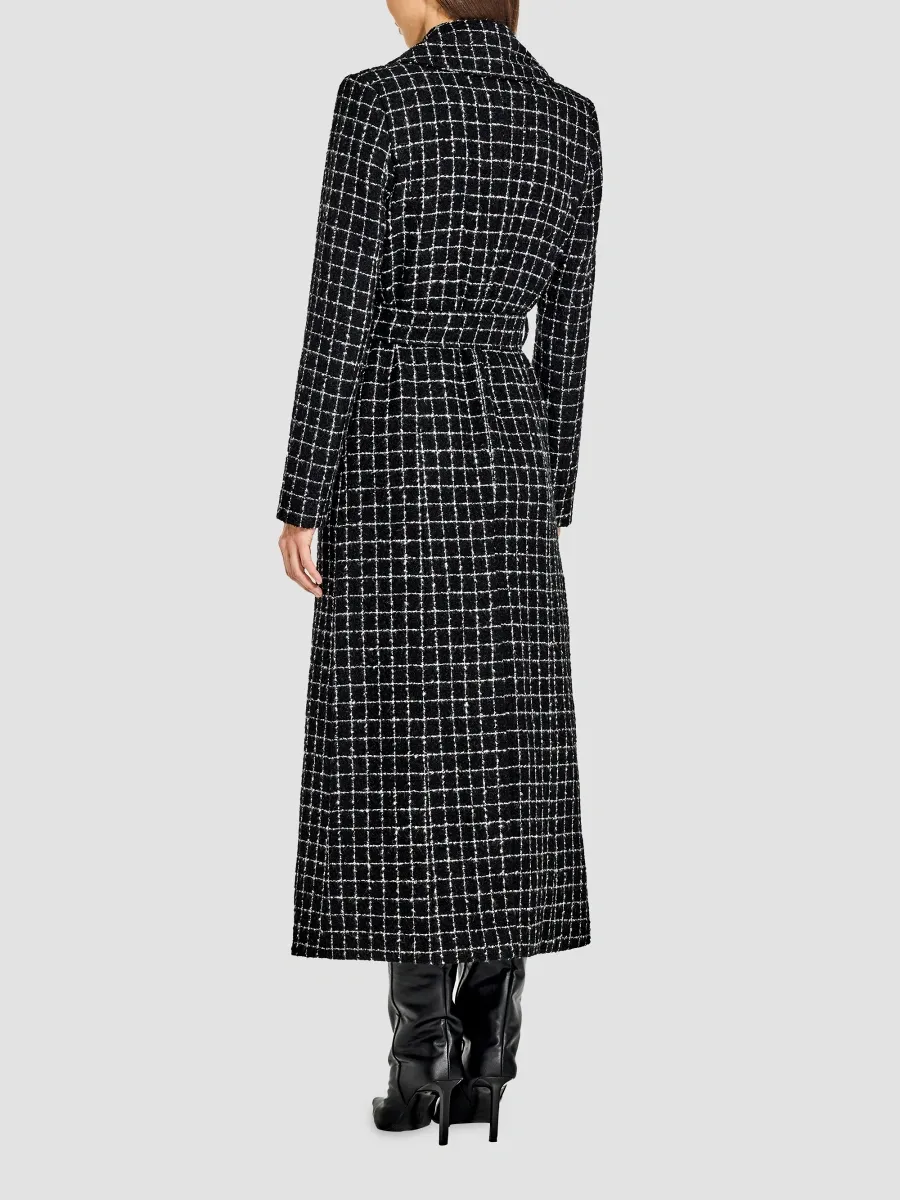 Sentaler Women's Check Suri Alpaca-Blend Tweed Tie-Waist Coat | Thumbnail 3 Sentaler Women's Check Suri Alpaca-Blend Tweed Tie-Waist Coat | Thumbnail 3