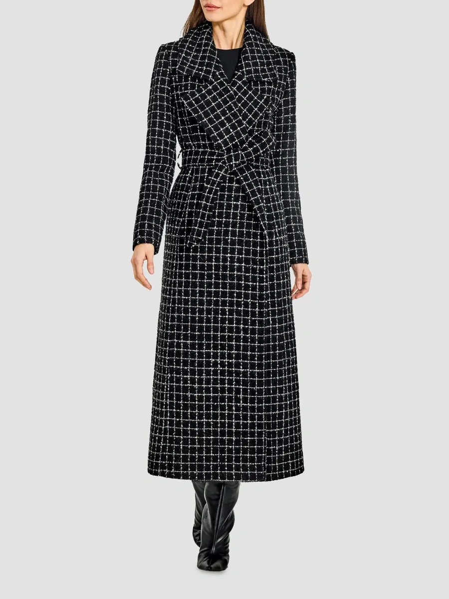 Sentaler Women's Check Suri Alpaca-Blend Tweed Tie-Waist Coat | Thumbnail 4 Sentaler Women's Check Suri Alpaca-Blend Tweed Tie-Waist Coat | Thumbnail 4
