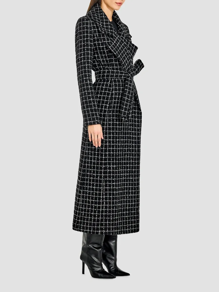 Sentaler Women's Check Suri Alpaca-Blend Tweed Tie-Waist Coat | Thumbnail 5 Sentaler Women's Check Suri Alpaca-Blend Tweed Tie-Waist Coat | Thumbnail 5