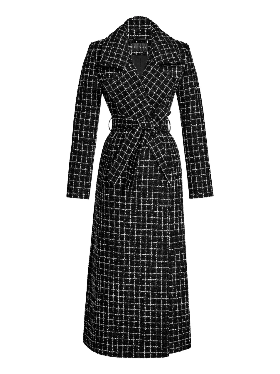 Sentaler Women's Check Suri Alpaca-Blend Tweed Tie-Waist Coat