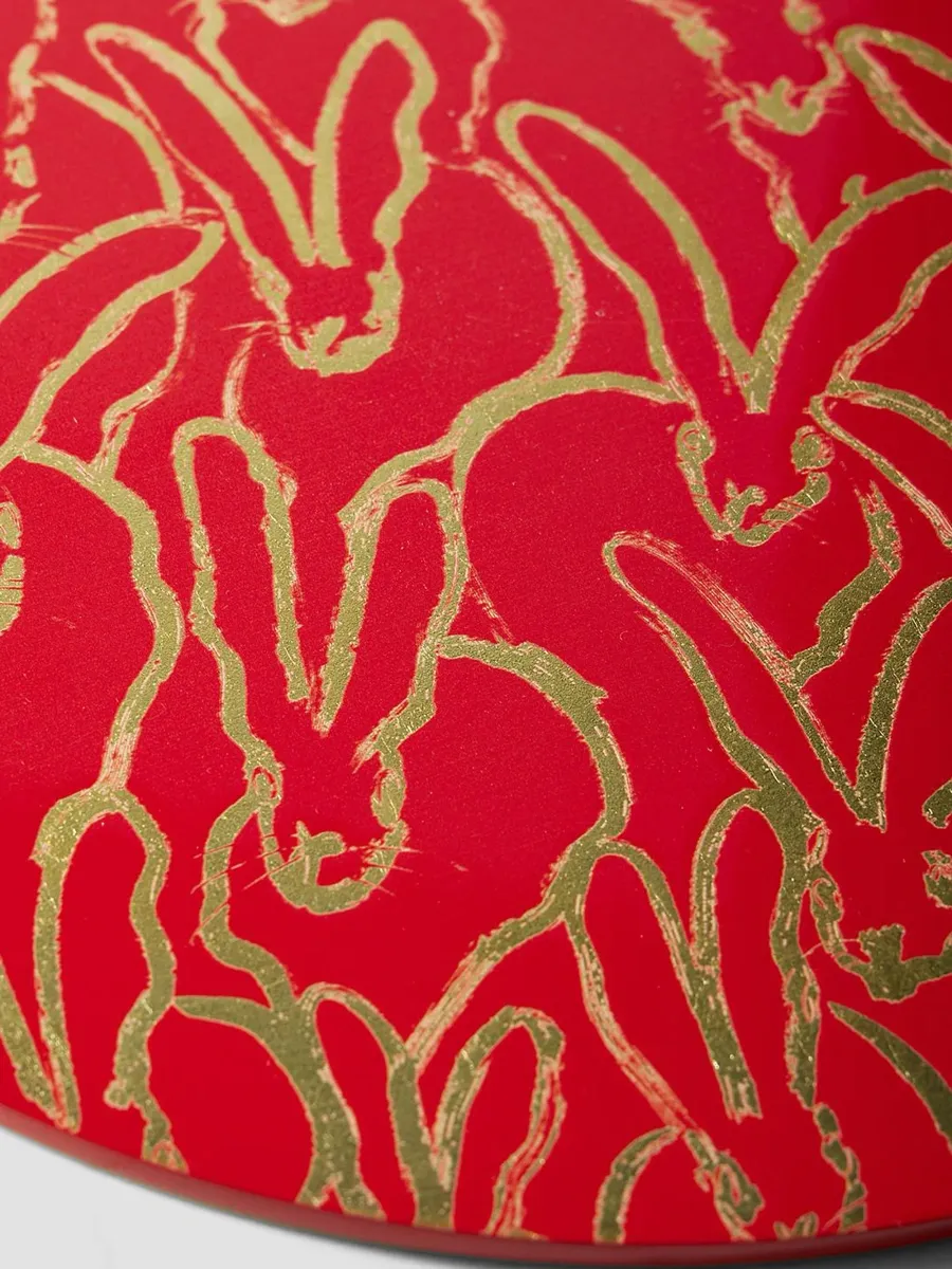 Hunt Slonem Rabbit Run Gold Leaf & Lacquer Placemat - Red Gold | Thumbnail 2