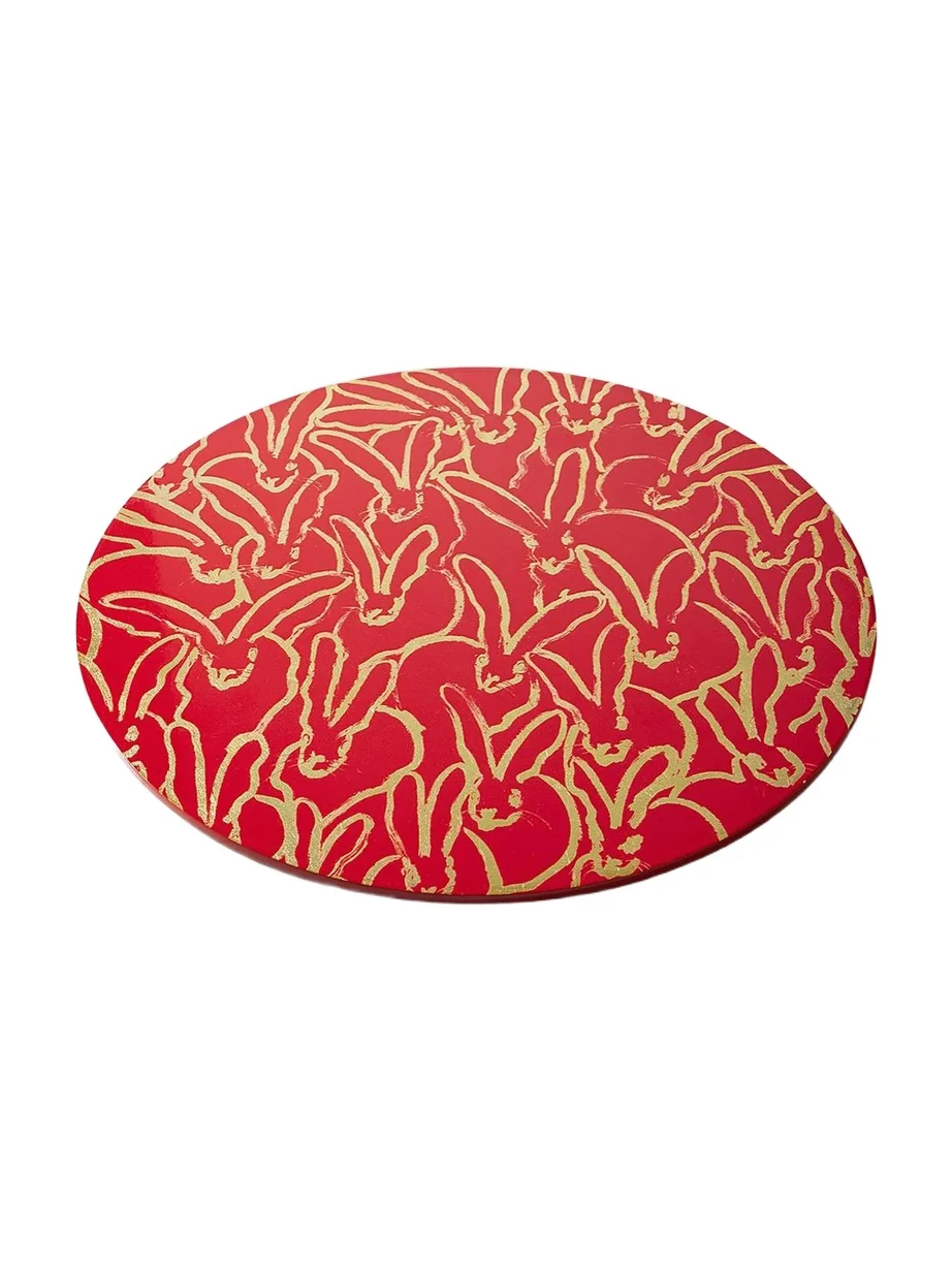 Hunt Slonem Rabbit Run Gold Leaf & Lacquer Placemat - Red Gold
