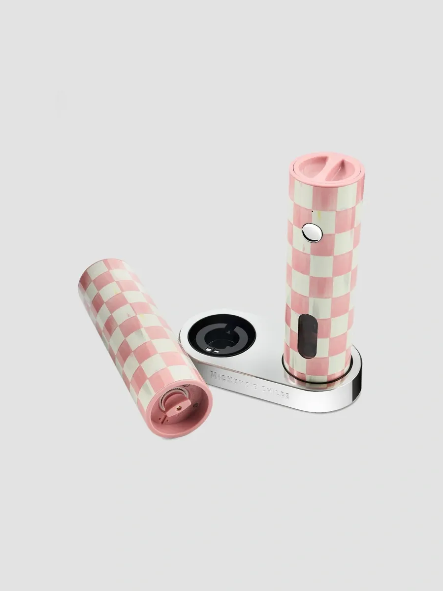 MacKenzie-Childs Rosy Check Ceramic Electric Salt & Pepper Grinders | Thumbnail 2
