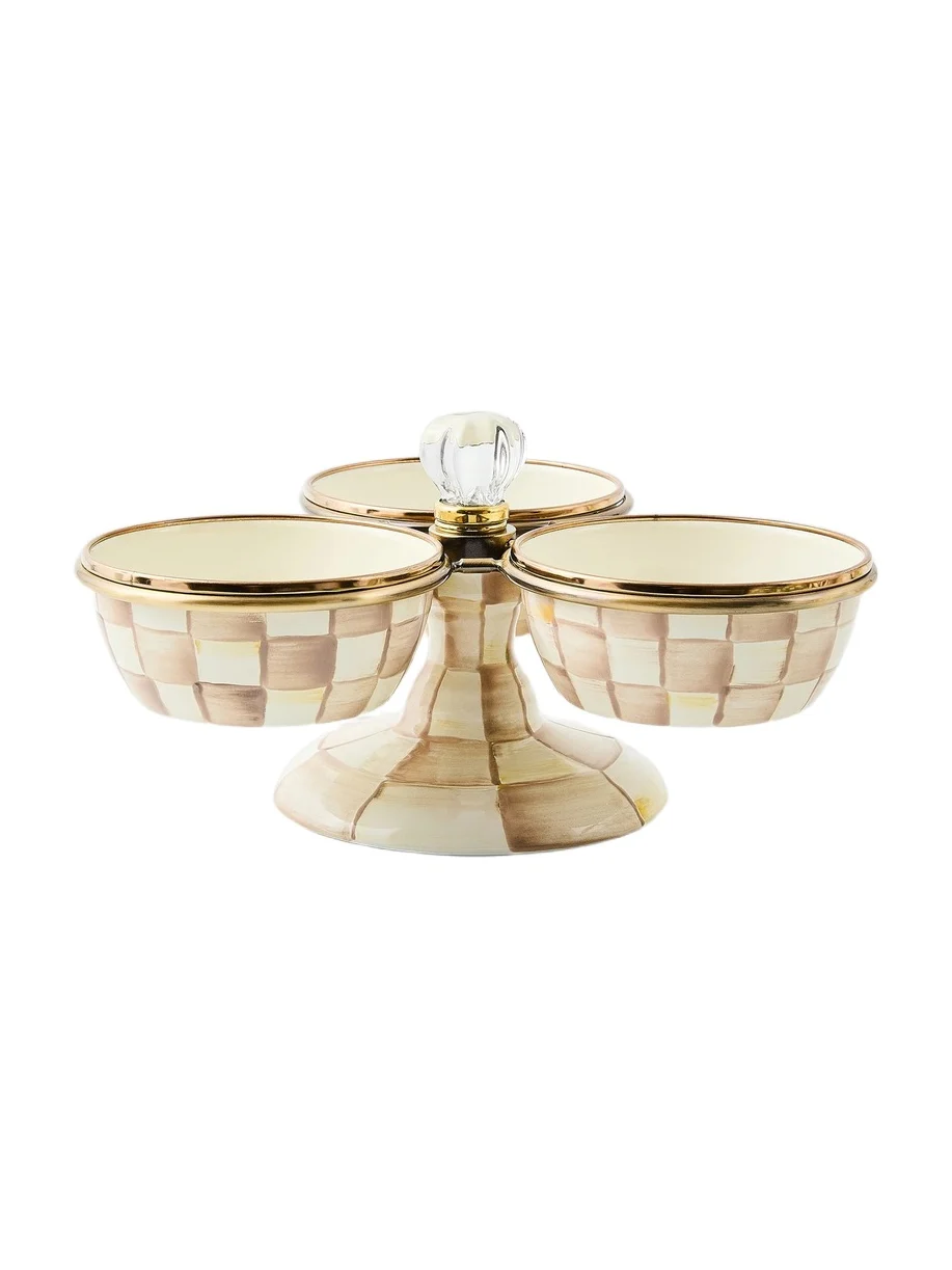 MacKenzie-Childs Mocha Check Triplicity Bowl