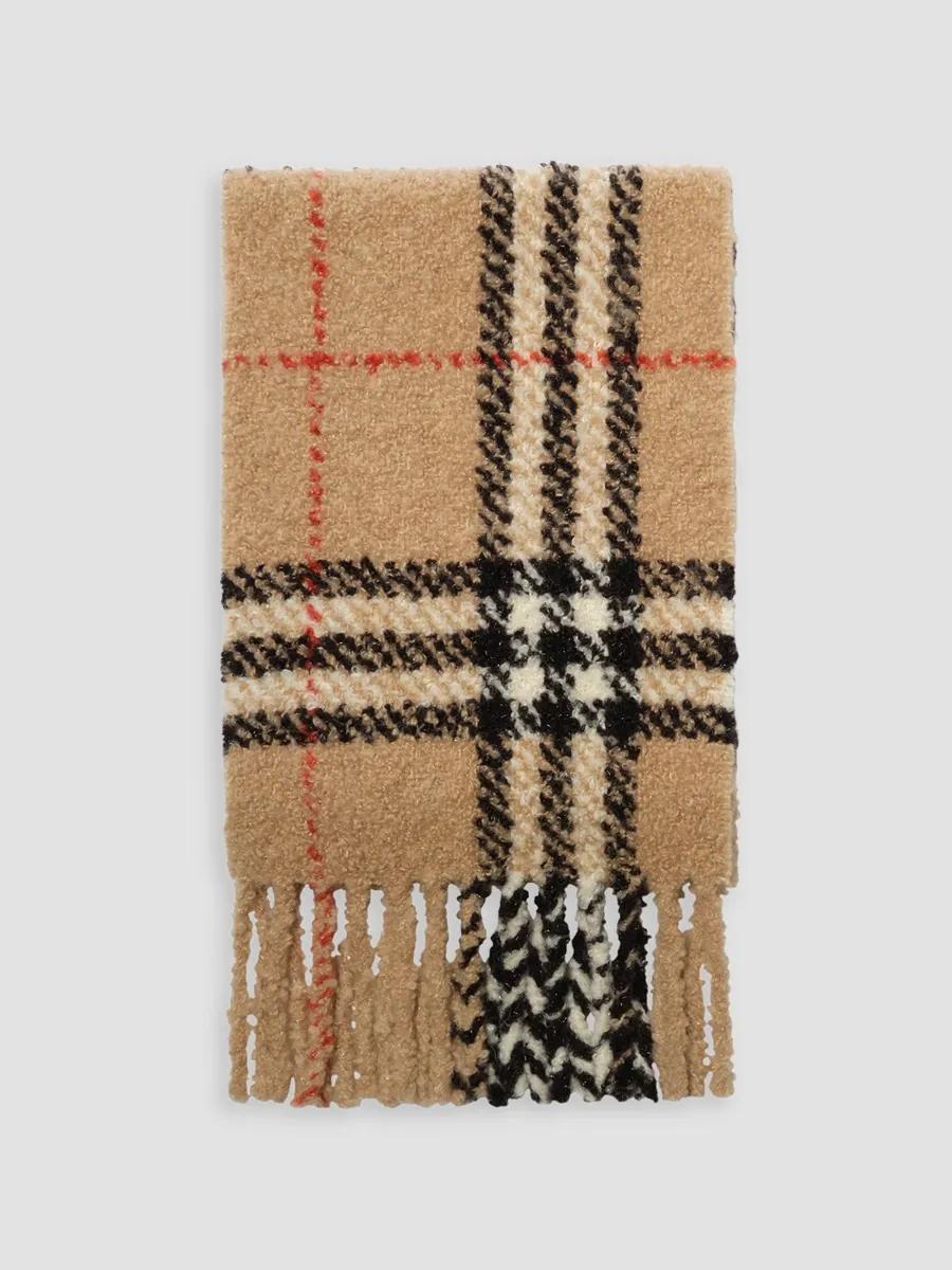 Burberry Women's Check Metallic Alpaca Wool-Blend Fringe Scarf | Thumbnail 2 Burberry Women's Check Metallic Alpaca Wool-Blend Fringe Scarf | Thumbnail 2