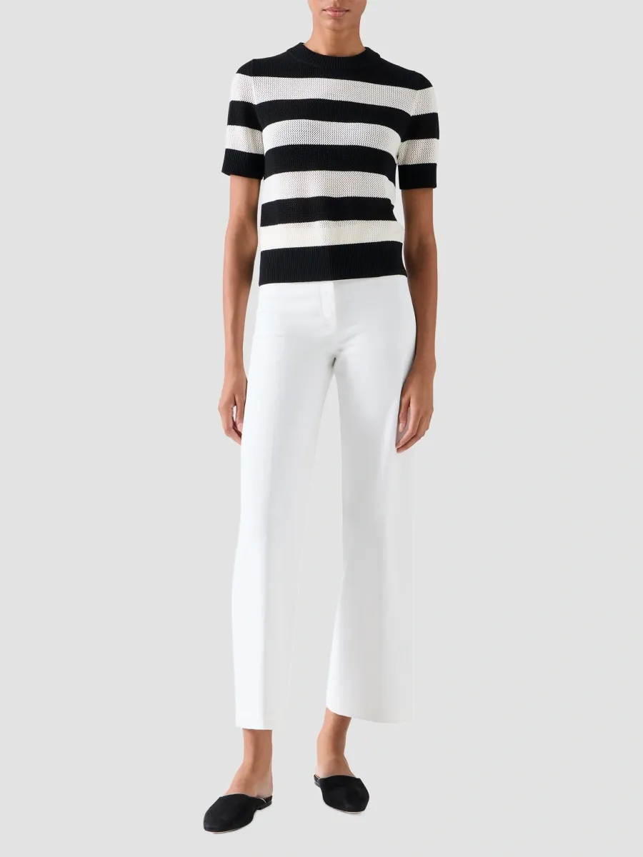 Akris punto Women's Striped Virgin-Wool Short-Sleeve Sweater | Thumbnail 2