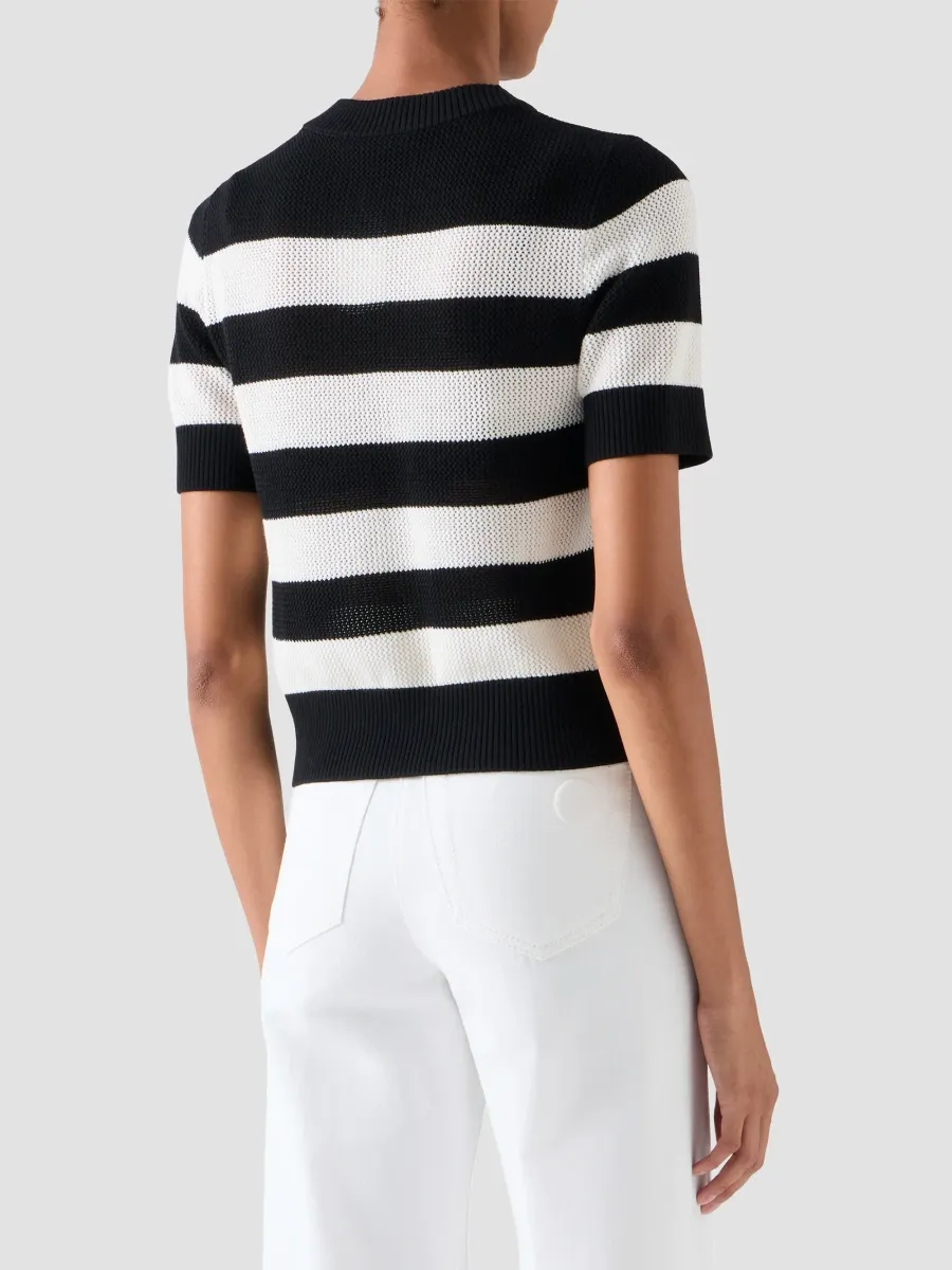 Akris punto Women's Striped Virgin-Wool Short-Sleeve Sweater | Thumbnail 3