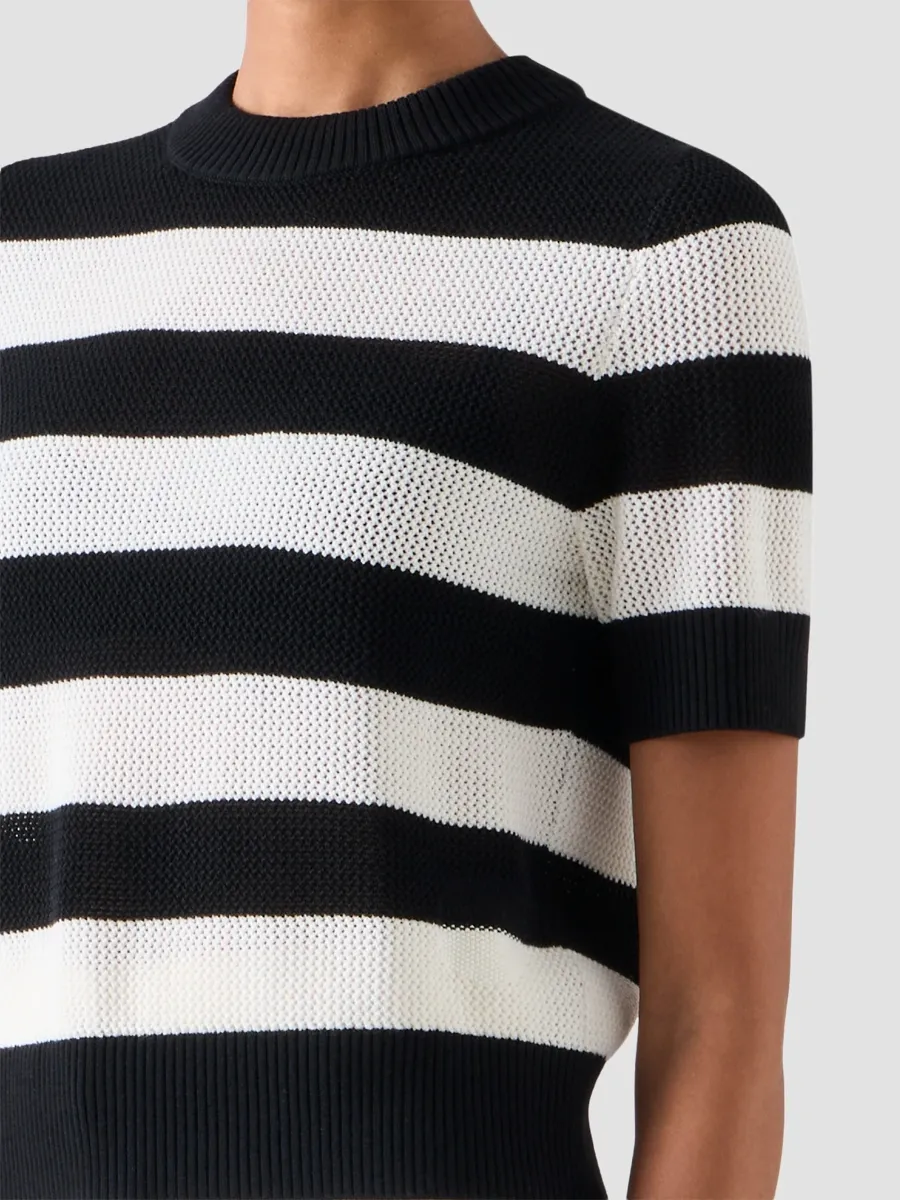 Akris punto Women's Striped Virgin-Wool Short-Sleeve Sweater | Thumbnail 5