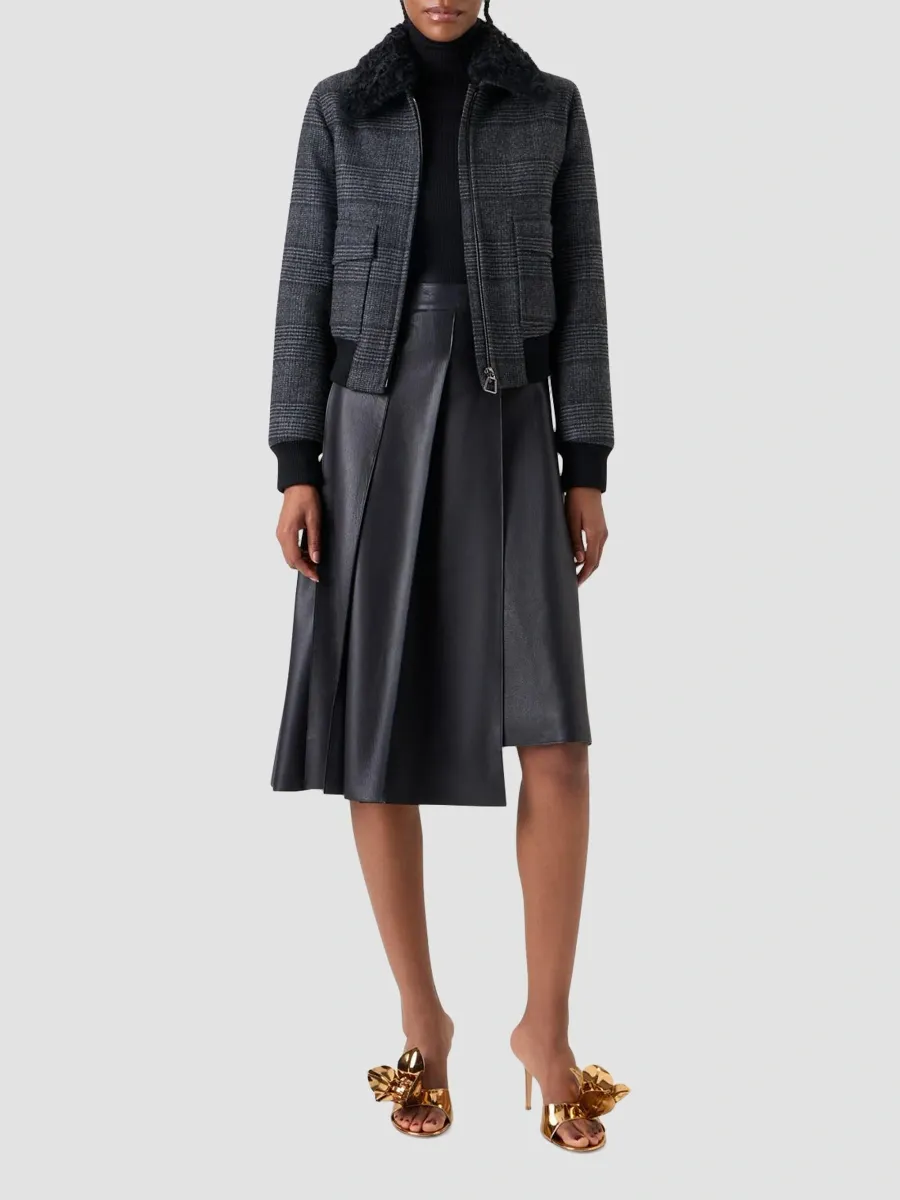 Akris Women's Kalla Wool Shearling-Trimmed Bomber Jacket | Thumbnail 2 Akris Women's Kalla Wool Shearling-Trimmed Bomber Jacket | Thumbnail 2