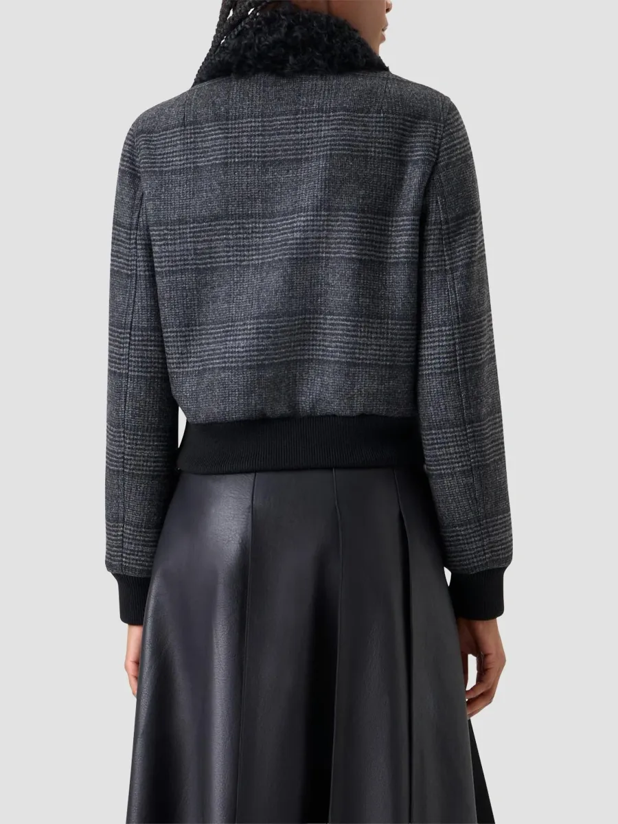 Akris Women's Kalla Wool Shearling-Trimmed Bomber Jacket | Thumbnail 3 Akris Women's Kalla Wool Shearling-Trimmed Bomber Jacket | Thumbnail 3