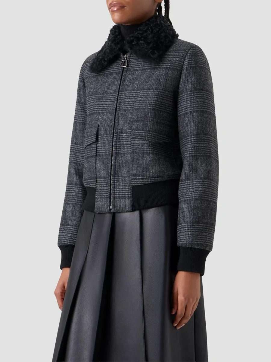 Akris Women's Kalla Wool Shearling-Trimmed Bomber Jacket | Thumbnail 4 Akris Women's Kalla Wool Shearling-Trimmed Bomber Jacket | Thumbnail 4