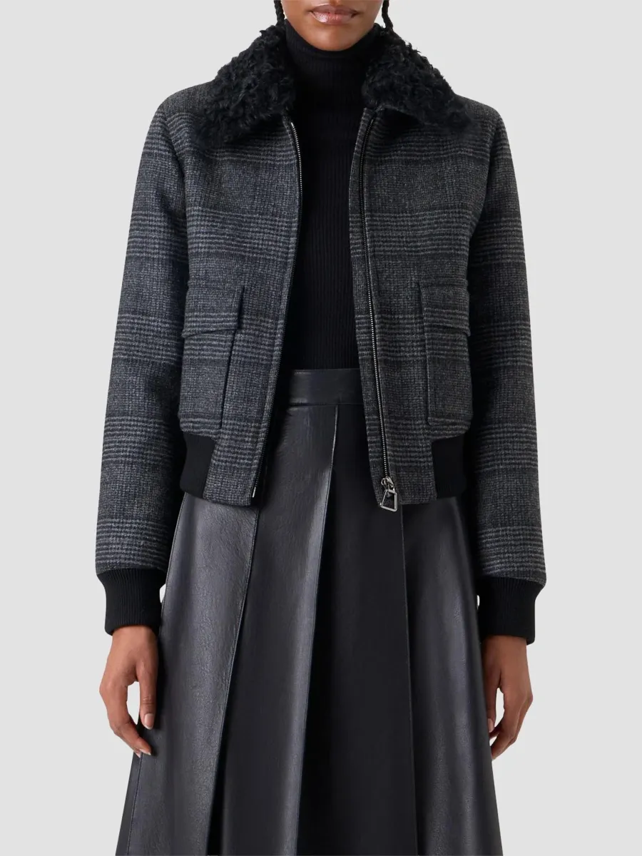 Akris Women's Kalla Wool Shearling-Trimmed Bomber Jacket | Thumbnail 6 Akris Women's Kalla Wool Shearling-Trimmed Bomber Jacket | Thumbnail 6