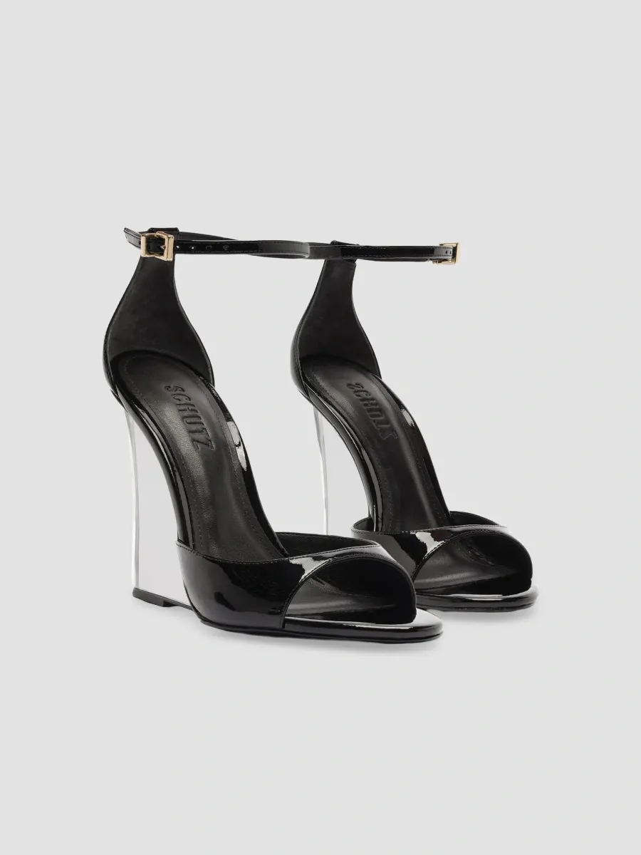 Schutz Women's Stella 100MM Patent Leather Wedge Sandals | Thumbnail 8 Schutz Women's Stella 100MM Patent Leather Wedge Sandals | Thumbnail 8